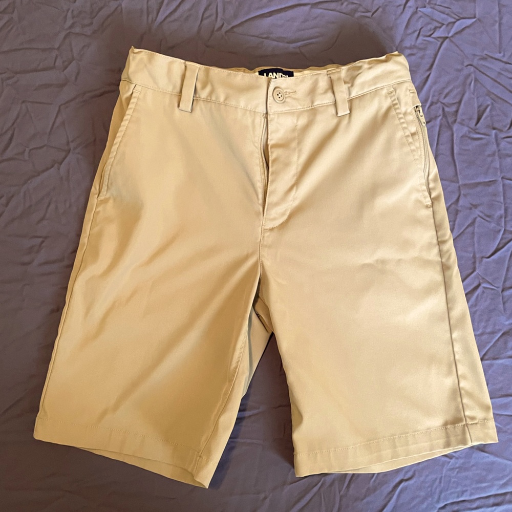 Boys size 10 Lands End khaki school uniform shorts